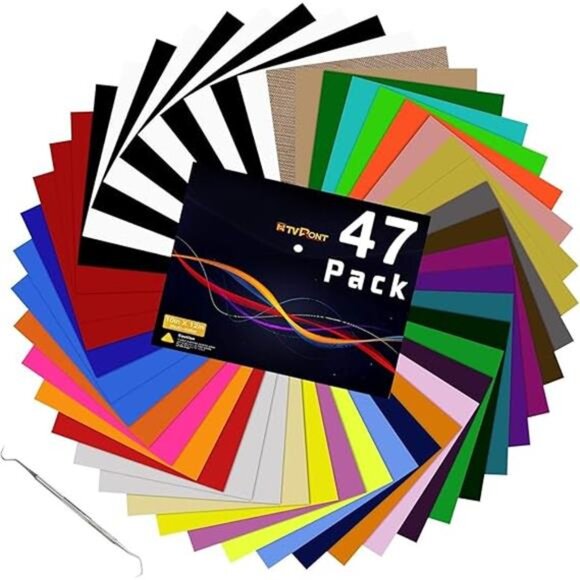 HTV Heat Transfer Vinyl Bundle: 47 Pack 12" x 10" Iron on Vinyl for T-Shirt - Picture 7 of 7